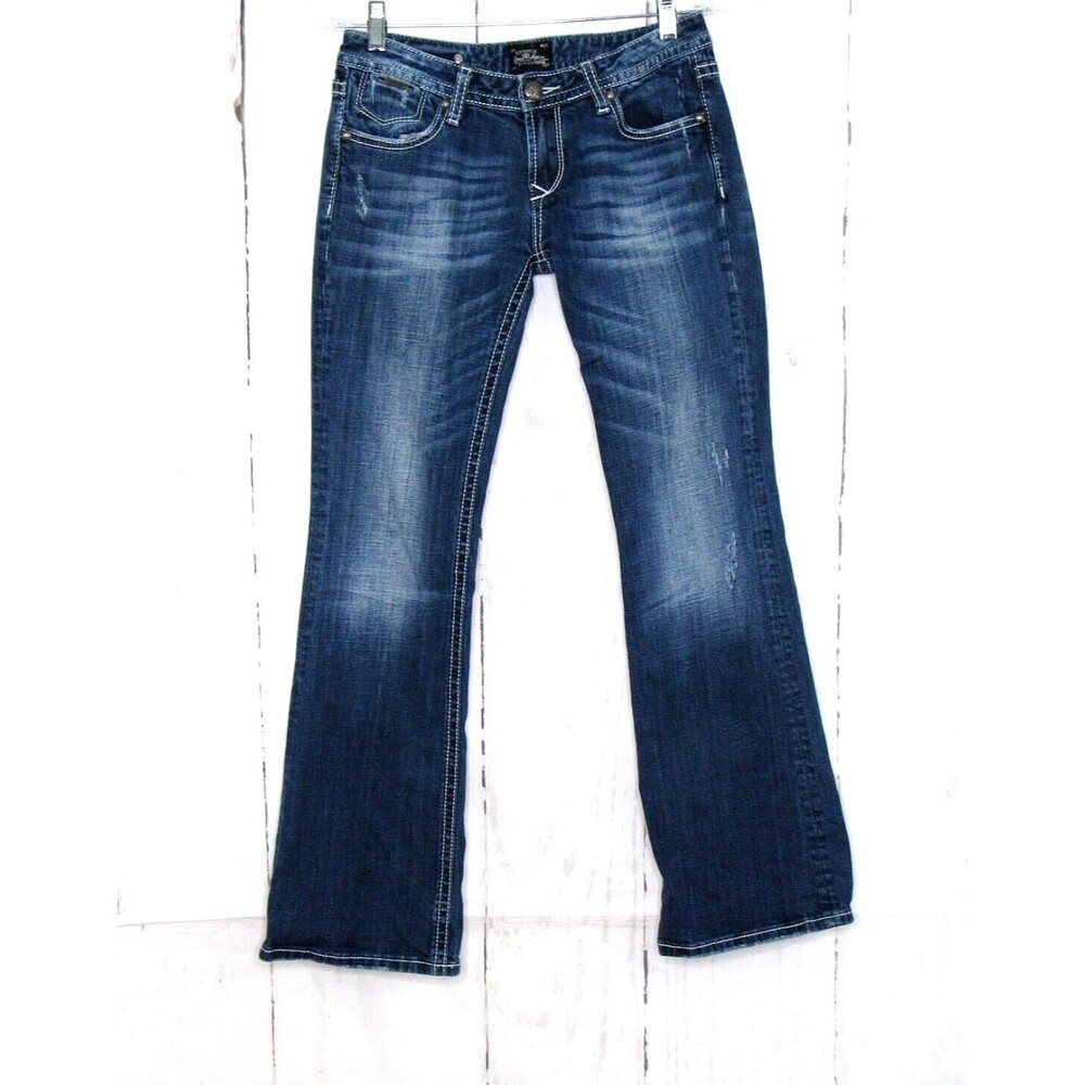 ReRock for Express Women's Y2K Bootcut Jeans Low Rise Distressed Size 6R